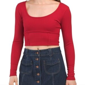 Livi Long Sleeve Scoop Neck Corset Rib Top